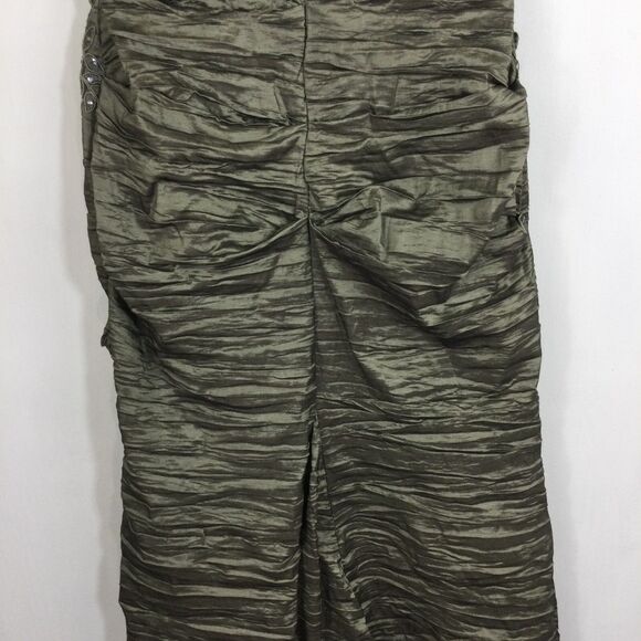 Alex Evenings Pewter Crinkle Fitted Floral Embroidered Dress Gown Size 8 - Picture 8 of 12